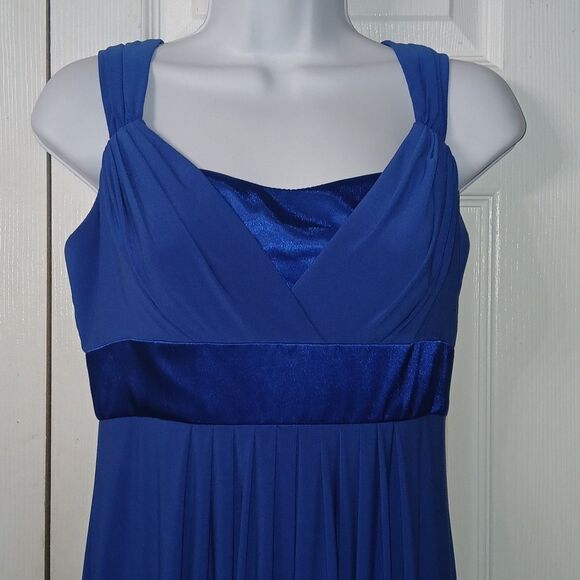 David's Bridal royal blue maxi pleated evening prom formal gown Sz 2 EUC - Picture 4 of 8
